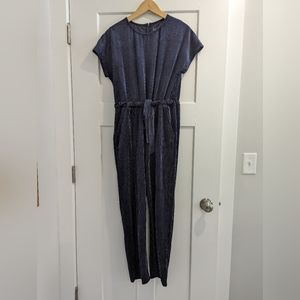 Piper and Scoot Bianca Navy Blue Velvet Jumpsuit